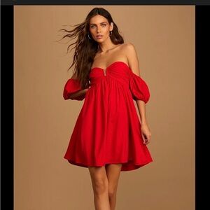 Lulu's Strapless Red Dress